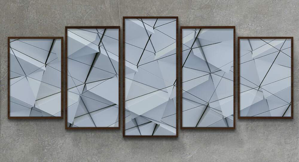 Kit Quadros Decorativos Mosaico Abstrato Cinza