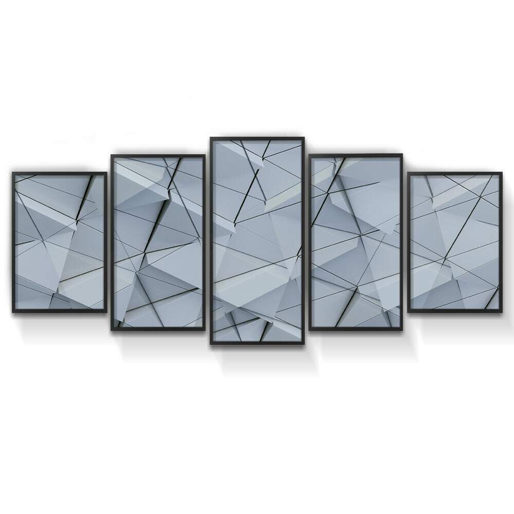 Kit Quadros Decorativos Mosaico Abstrato Cinza