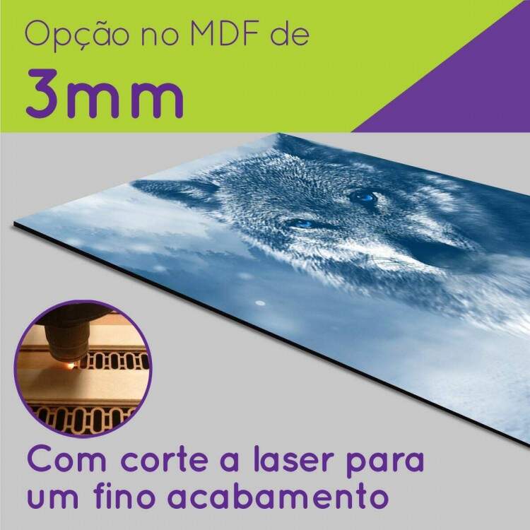 Kit Quadros Decorativos Mosaico Lobo Na Neve