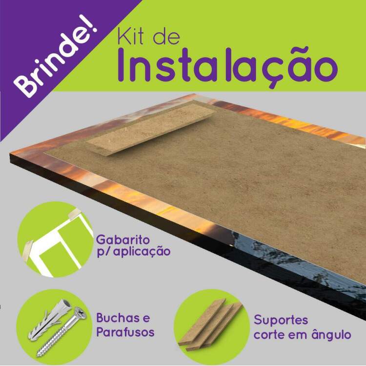 Kit 5 Quadros Decorativos Mosaico Montanha e Neve