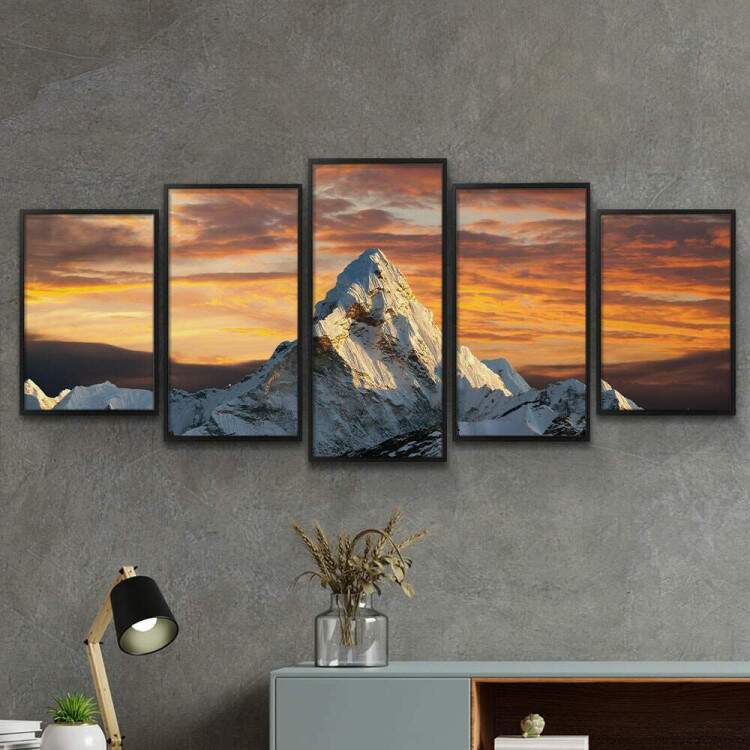 Kit Quadros Mosaico Montanha e Neve
