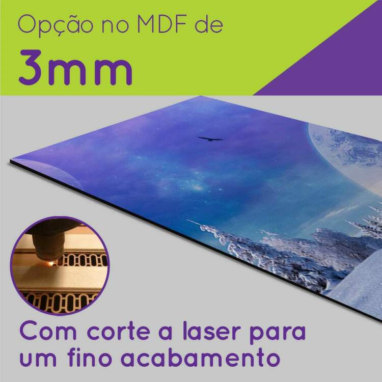 Kit Quadros Decorativos Mosaico Paisagem Lua e Neve