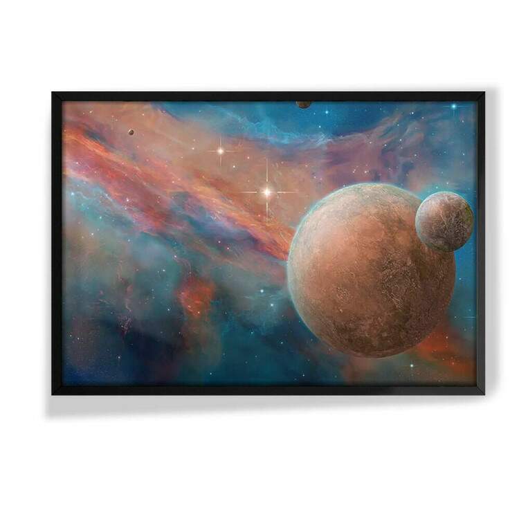 Quadro Decorativo Pintura de Planetas e Galxia