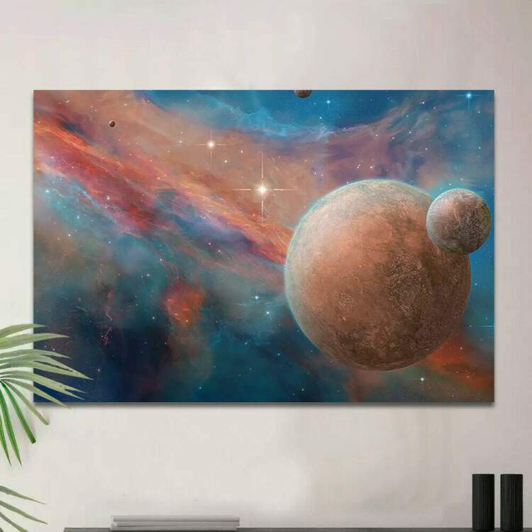 Quadro Decorativo Pintura de Planetas e Galxia