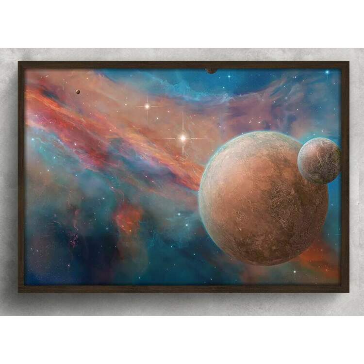 Quadro Decorativo Pintura de Planetas e Galxia