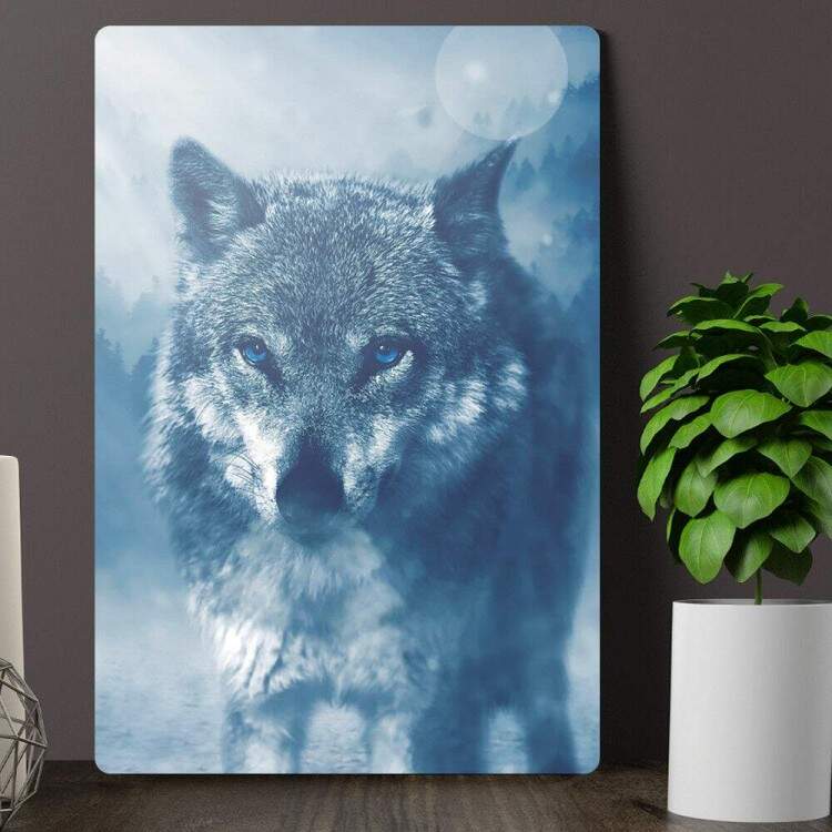 Placa Decorativa Lobo Neve