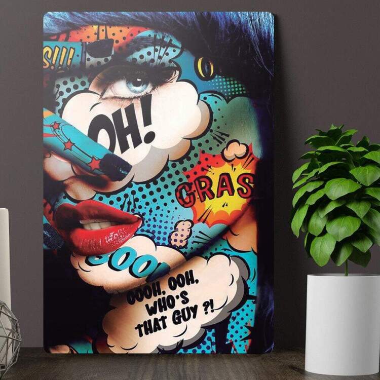 Placa Decorativa Mulher Pop Art