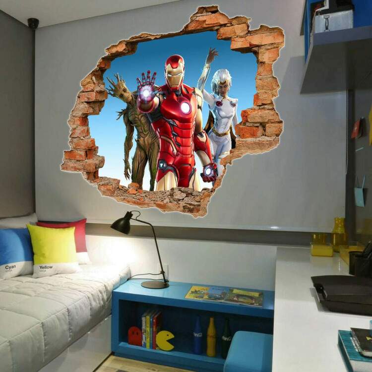 Adesivo de Parede Buraco Falso Homem de Ferro
