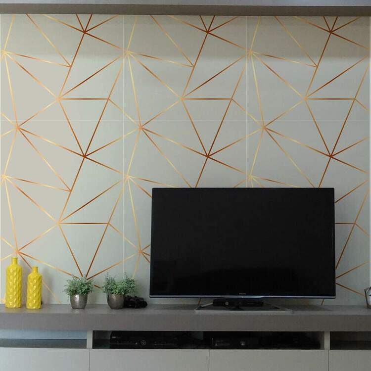 Papel de Parede Zara Cinza com Dourado