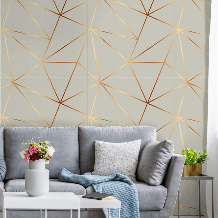 Papel de Parede Zara Cinza com Dourado
