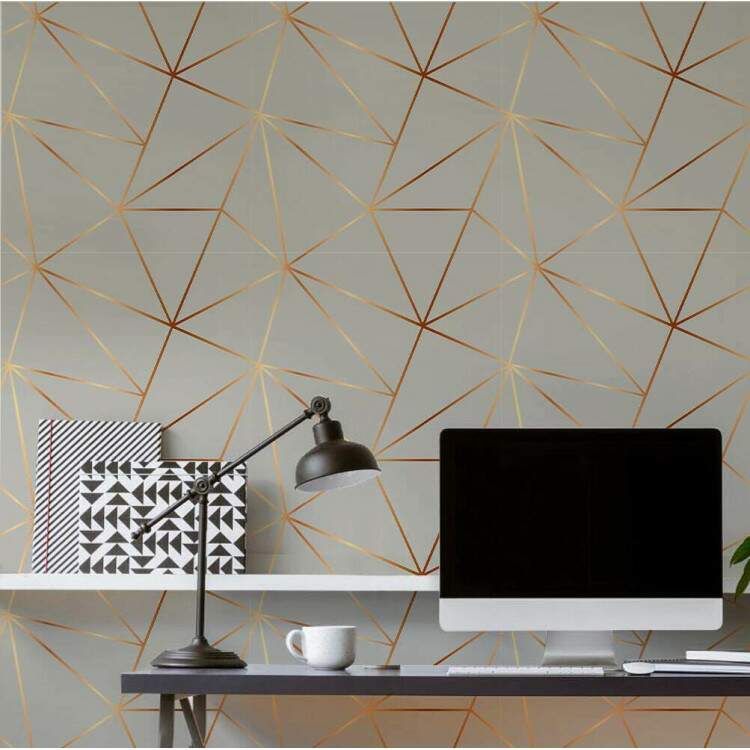 Papel de Parede Zara Cinza com Dourado