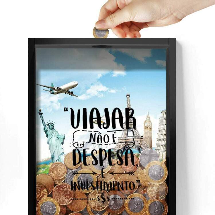 Quadro Decorativo Porta Moedas Viajar No  Despesa  Investimento