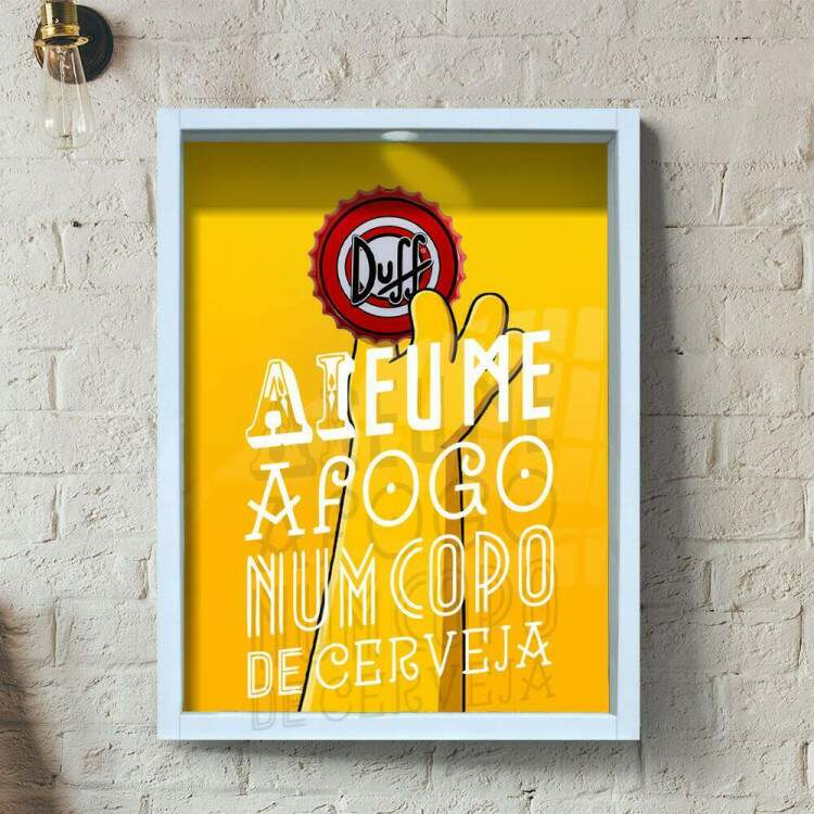 Quadro Decorativo Porta Tampinhas Homer Me Afogo Num Copo de Cerveja