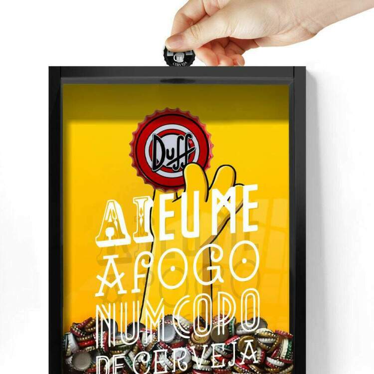 Quadro Decorativo Porta Tampinhas Homer Me Afogo Num Copo de Cerveja