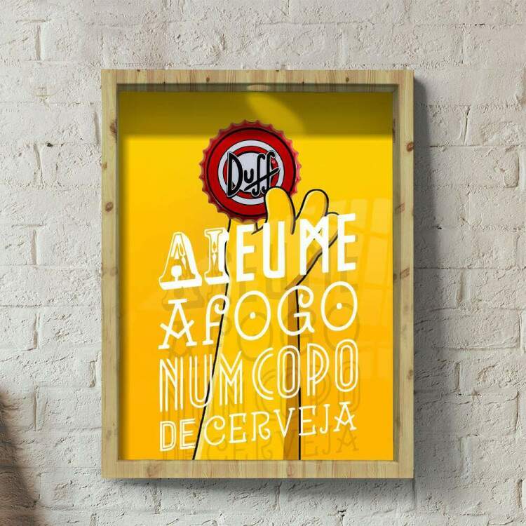 Quadro Decorativo Porta Tampinhas Homer Me Afogo Num Copo de Cerveja