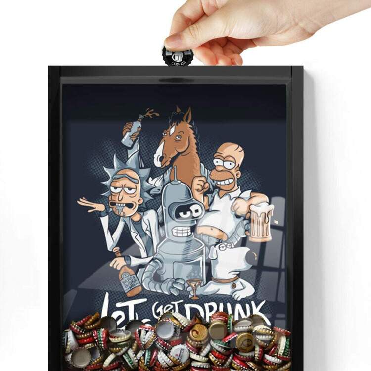 Quadro Decorativo Porta Tampinhas Lets Get Drunk