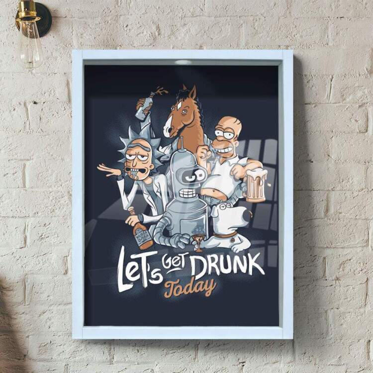 Quadro Decorativo Porta Tampinhas Lets Get Drunk