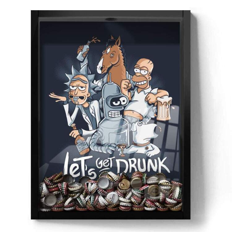 Quadro Decorativo Porta Tampinhas Lets Get Drunk