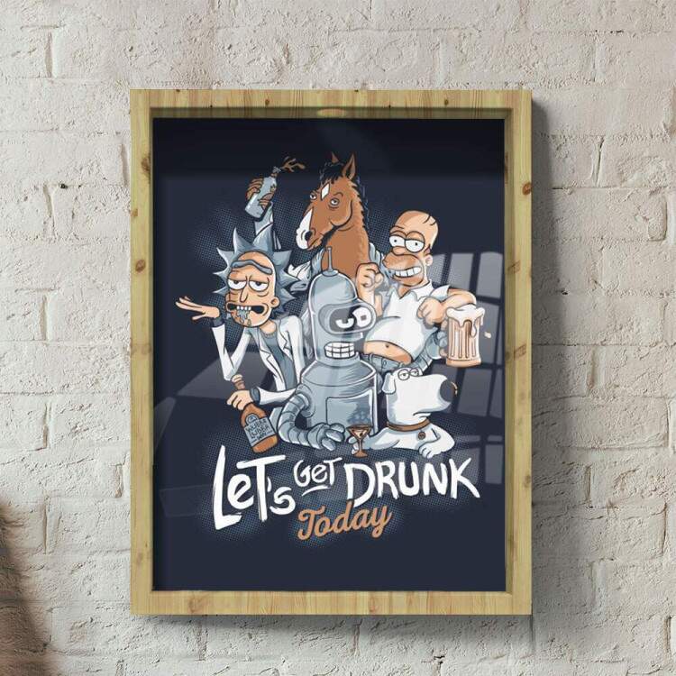 Quadro Decorativo Porta Tampinhas Lets Get Drunk