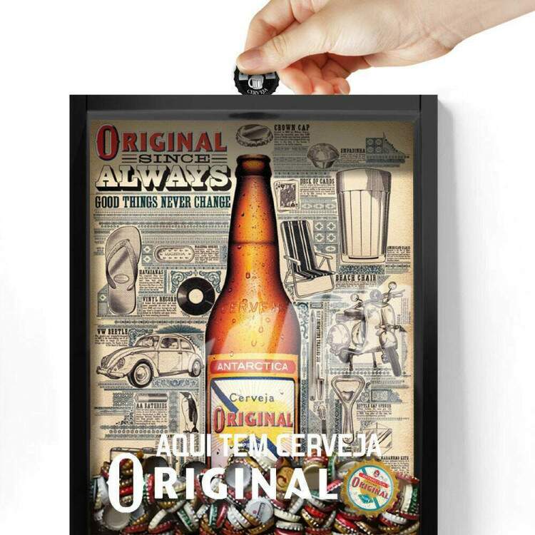 Quadro Decorativo Porta Tampinhas Aqui Tem Cerveja