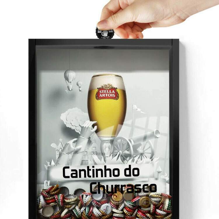 Quadro Decorativo Porta Tampinhas Cantinho do Churrasco