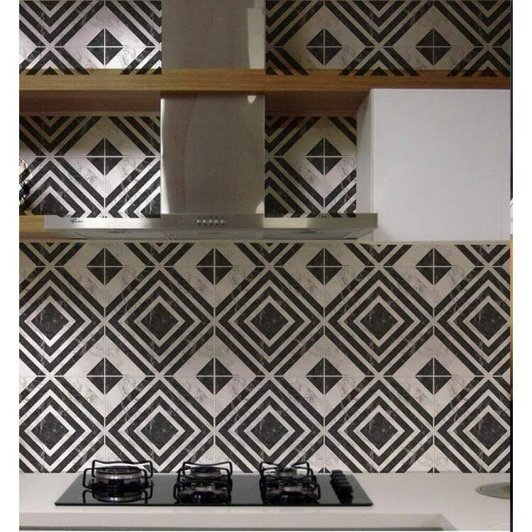 Adesivos de Azulejos Ladrilhos Cartela Mrmore Preto e Branco