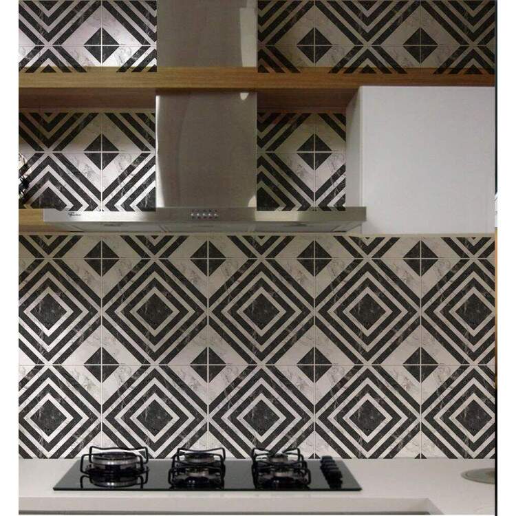 Adesivos de Azulejos Ladrilhos Cartela Mrmore Preto e Branco 01