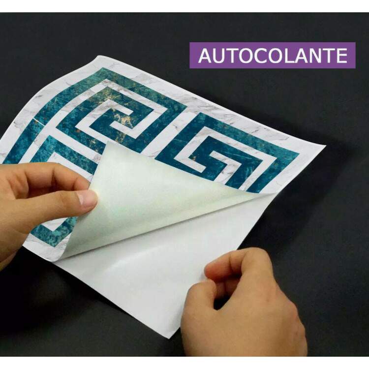 Adesivos de Azulejos Ladrilhos Cartela Mrmore Azul Com Dourado e Branco