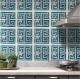 Adesivos de Azulejos Ladrilhos Cartela M�rmore Azul Com Dourado e Branco
