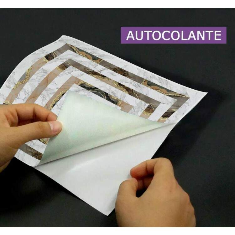 Adesivos de Azulejos Mrmore Dourado e Branco