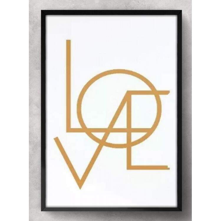 Quadro Decorativo Love Dourado