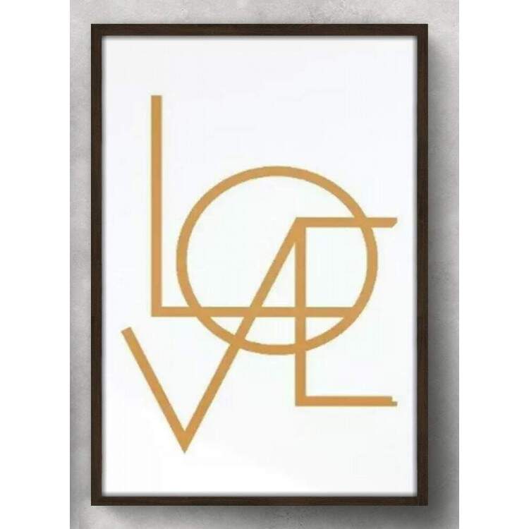 Quadro Decorativo Love Dourado