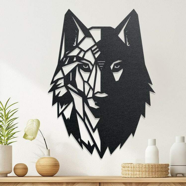 Quadro Decorativo Lobo em MDF Vazado