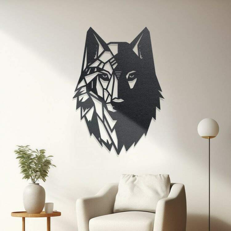 Quadro Decorativo Lobo em MDF Vazado