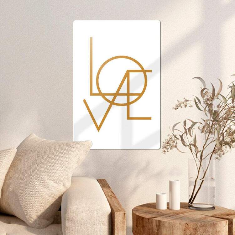 Placa Decorativa Love em Dourado