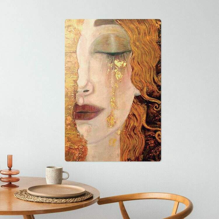 Placa Decorativa Mulher Dourada Abstrata