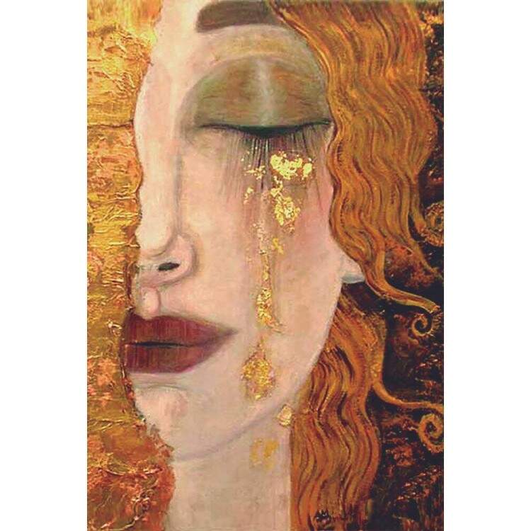 Placa Decorativa Mulher Dourada Abstrata