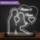 Lumin�ria de Led e Acr�lico Casal Com Nomes Personalizados