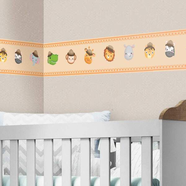Faixa Decorativa Menino Bichinhos Safari Laranja