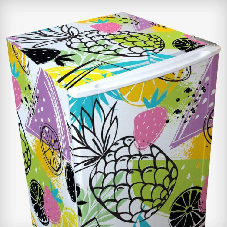 Envelopamento de Geladeira Frutas Abstrato