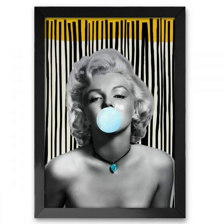 Quadro Decorativo Marilyn Monroe com Chiclete Azul