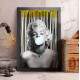 Quadro Decorativo Marilyn Monroe com Chiclete Azul