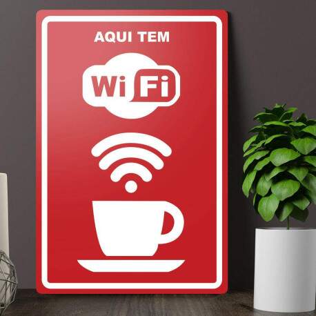 Placa Decorativa Aqui Tem Wi Fi