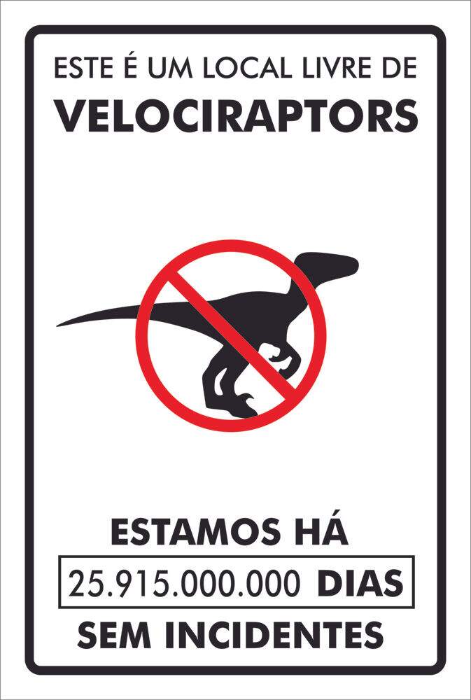Placa Decorativa Local Livre de Velociraptors