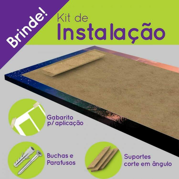 Kit Quadros Decorativos Mosaico Noite rvore e Estrelas