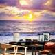 Papel de Parede Paisagem Praia e Ondas do Mar com P�r do Sol MP