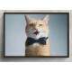 Quadro Decorativo Gato de Gravata Azul