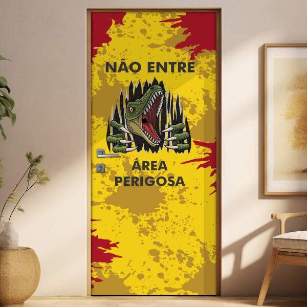 Adesivo para Porta Dinossauro No Entre