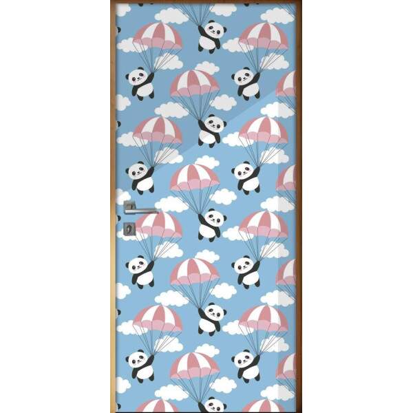 Adesivo para Porta Pandinhas de Paraquedas Fundo Azul