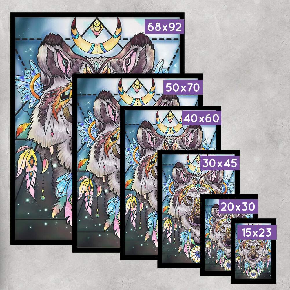 Quadro Decorativo Arte Lobo Colorido